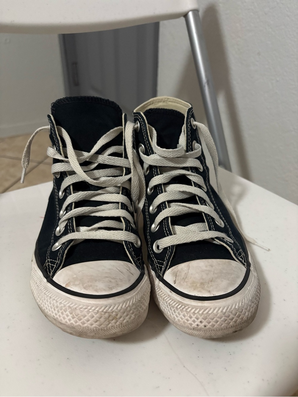 Converse Cream and Black Interior Label High-Top